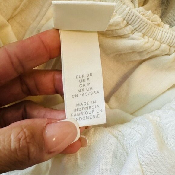 H&M Ivory Linen Off-Shoulder Mini Dress Size Small | Romantic - Picture 9 of 13